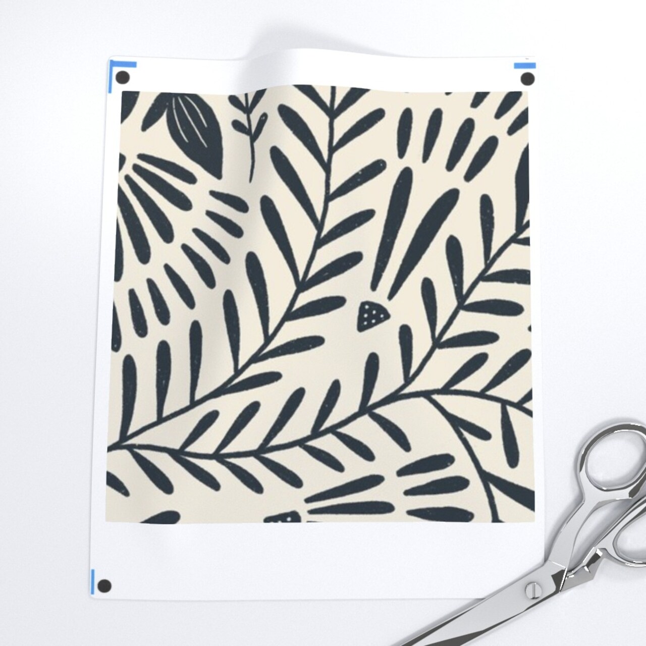 Folk Vines Floral Beige Deep Navy Simple Nature Botanical Farmhouse Custom Removable Wallpaper by Spoonflower Peel & Stick Wallpaper 2FT Wide